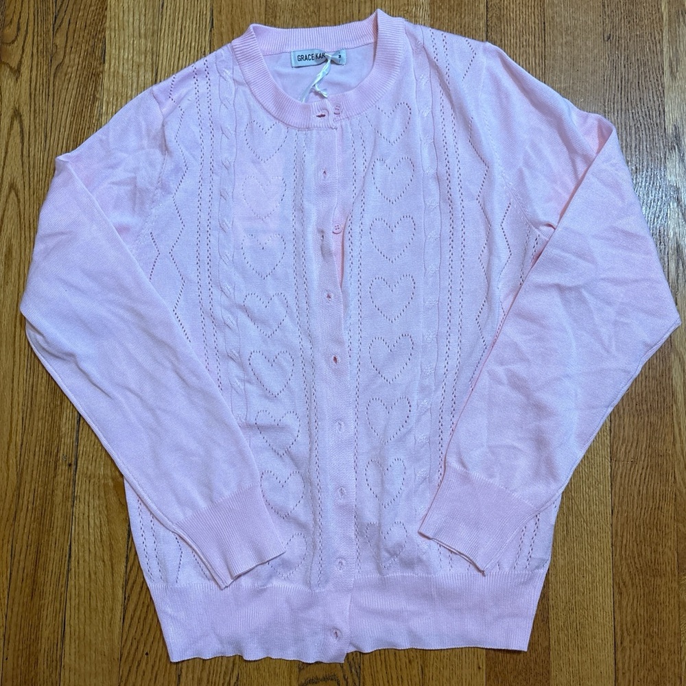 Grace Karin Light Pink Heart Cardigan